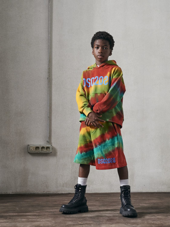 Dsquared2: Tie dye cotton sweatshirt hoodie - Multicolor - kids-boys_1 | Luisa Via Roma