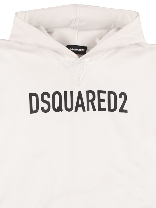 Dsquared2: Sudadera de algodón con capucha y logo - Blanco - kids-girls_1 | Luisa Via Roma