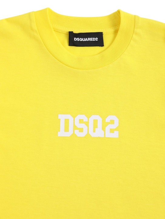Dsquared2: Logo棉质平纹针织T恤 - 黄色 - kids-girls_1 | Luisa Via Roma