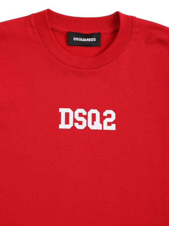 Dsquared2: T-shirt en jersey de coton à logo - Rouge - kids-boys_1 | Luisa Via Roma