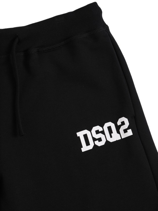 Dsquared2: Logo棉质短裤 - 黑色 - kids-boys_1 | Luisa Via Roma