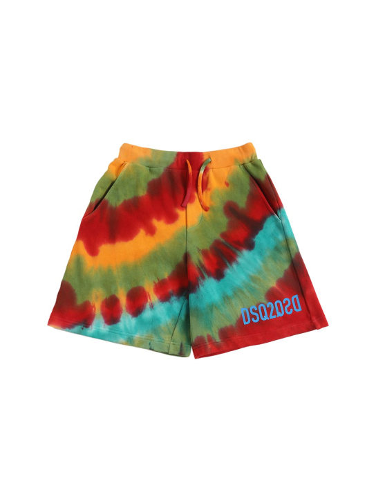 Dsquared2: Short en molleton de coton tie & dye - Multicolore - kids-boys_0 | Luisa Via Roma