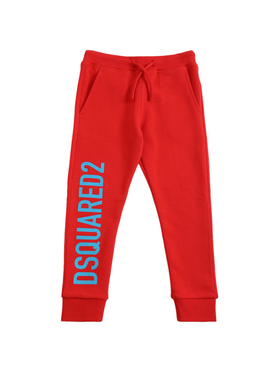 Dsquared2: Pantalon de survêtement en coton à imprimé logo - Rouge - kids-girls_0 | Luisa Via Roma