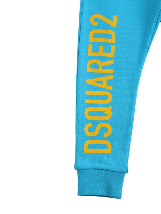 Dsquared2: Logo print cotton sweatpants - Light Blue - kids-boys_1 | Luisa Via Roma