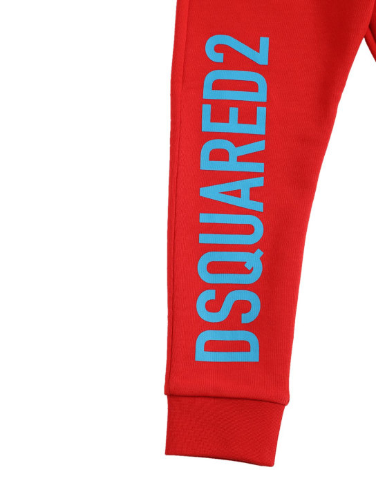 Dsquared2: Pantalon de survêtement en coton à imprimé logo - Rouge - kids-boys_1 | Luisa Via Roma