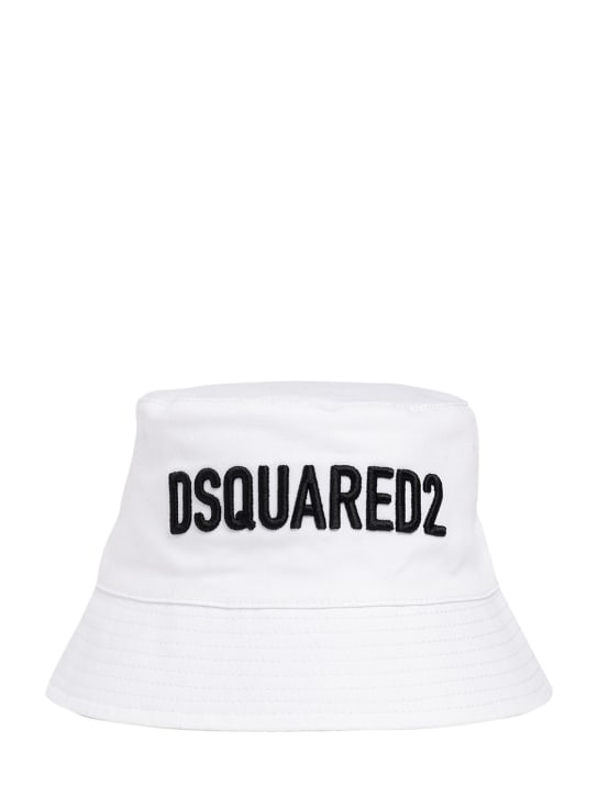 Dsquared2: Cotton gabardine bucket hat - Beyaz - kids-boys_0 | Luisa Via Roma