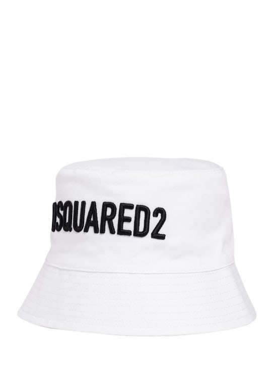 Dsquared2: Cappello bucket in gabardina di cotone - Bianco - kids-girls_1 | Luisa Via Roma