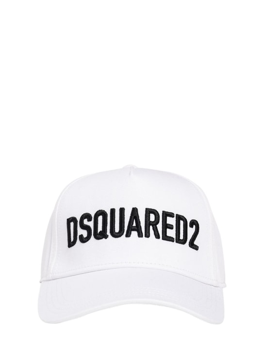 Dsquared2: Cotton gabardine hat w/ logo - Beyaz - kids-boys_0 | Luisa Via Roma