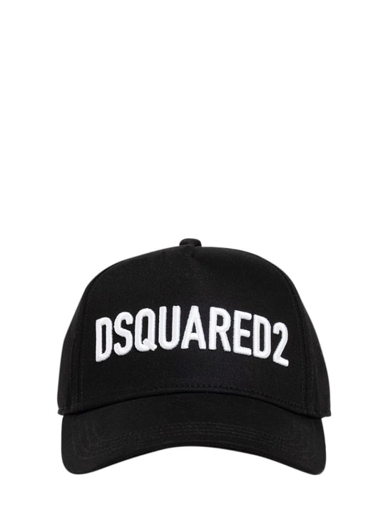 Dsquared2: Logo棉质华达呢帽子 - 黑色 - kids-girls_0 | Luisa Via Roma