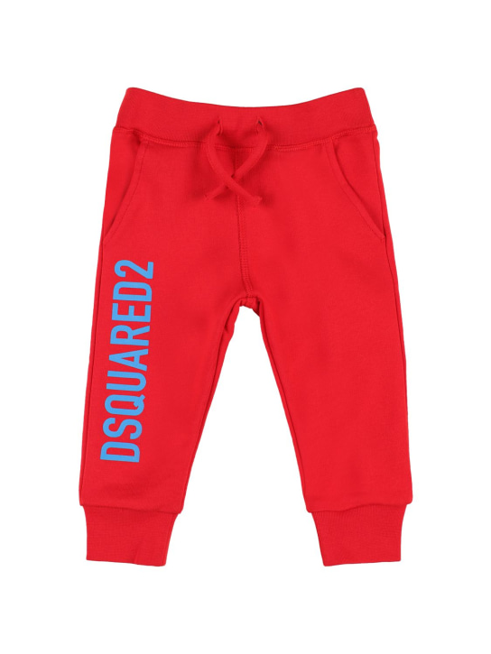 Dsquared2: Pantalon de survêtement en coton à imprimé logo - Rouge - kids-girls_0 | Luisa Via Roma