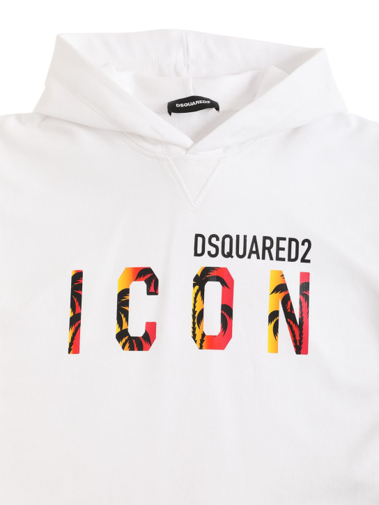 Dsquared2: Icon logo print cotton hoodie - White - kids-girls_1 | Luisa Via Roma