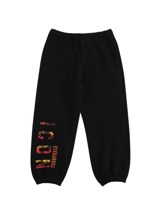 Dsquared2: Pantalones deportivos de algodón con logo - Negro - kids-boys_0 | Luisa Via Roma