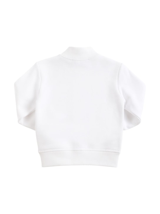 Dsquared2: Logo print zip-up cotton sweatshirt - White - kids-boys_2 | Luisa Via Roma