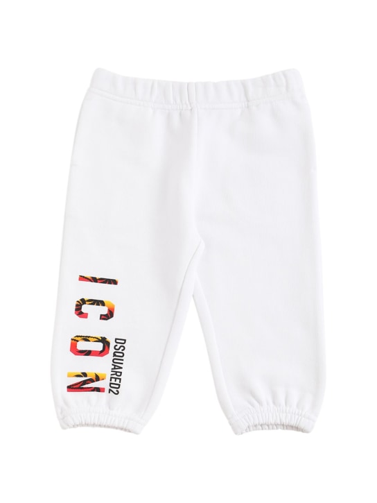 Dsquared2: Pantalon de survêtement en coton à imprimé logo - Blanc - kids-girls_0 | Luisa Via Roma