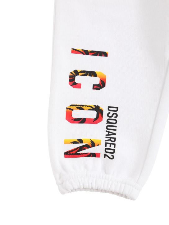 Dsquared2: Logo print cotton sweatpants - Beyaz - kids-girls_1 | Luisa Via Roma