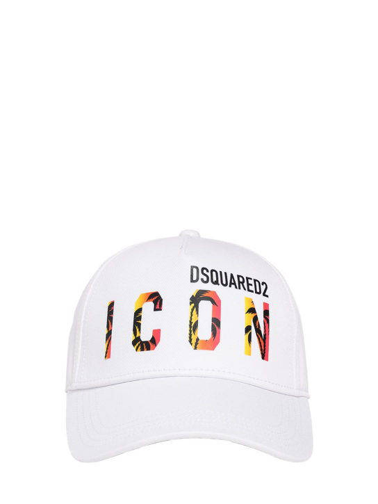 Dsquared2: Cotton gabardine baseball cap w/ logo - Beyaz - kids-boys_0 | Luisa Via Roma