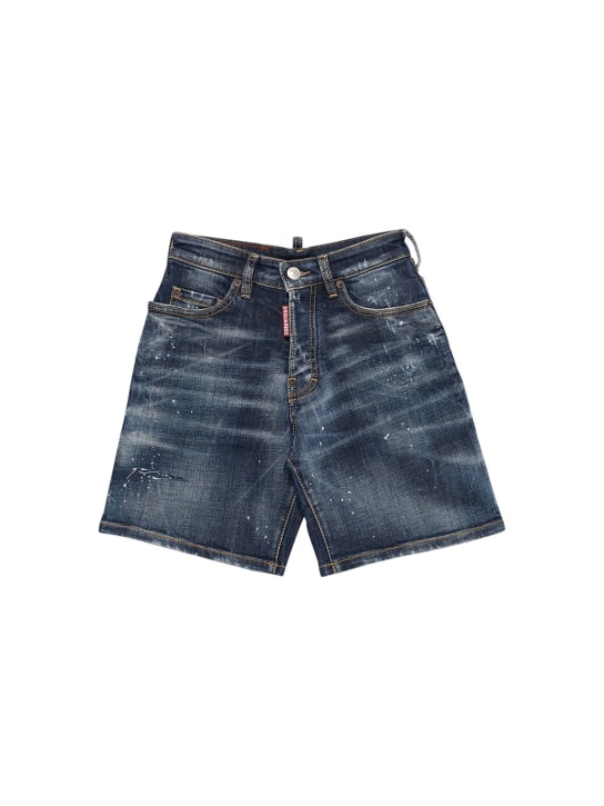Dsquared2: Shorts de denim de algodón stretch desgastados - Denim - kids-boys_0 | Luisa Via Roma