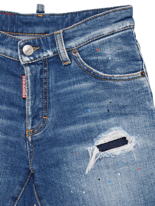 Dsquared2: Shorts de denim de algodón stretch desgastados - Denim - kids-boys_1 | Luisa Via Roma
