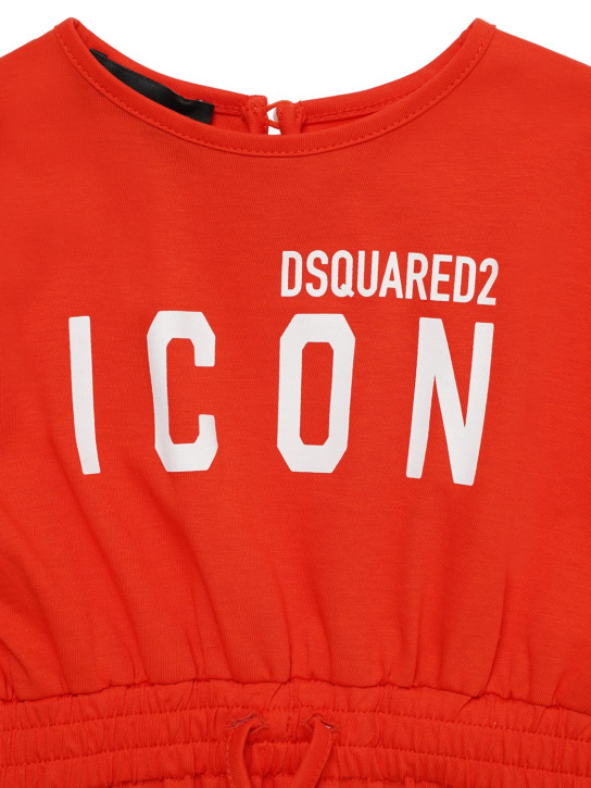 Dsquared2: Icon logo print cotton jersey dress - Turuncu - kids-girls_1 | Luisa Via Roma
