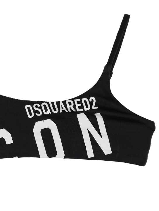 Dsquared2: Icon logo print Lycra bikini - Black - kids-girls_1 | Luisa Via Roma