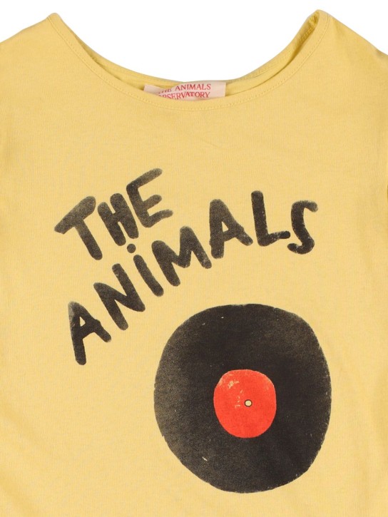 The Animals Observatory: Vestito in jersey di cotone stampato - Giallo - kids-girls_1 | Luisa Via Roma