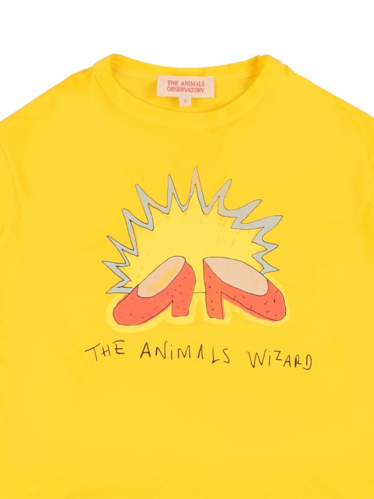 The Animals Observatory: Camiseta de jersey de algodón estampada - Amarillo - kids-girls_1 | Luisa Via Roma