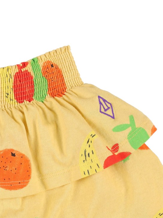 The Animals Observatory: 水果印花棉质平纹针织半身裙 - 黄色 - kids-girls_1 | Luisa Via Roma