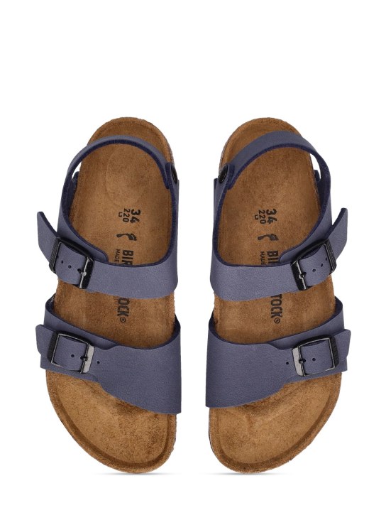 BIRKENSTOCK: New York faux leather sandals - Navy - kids-boys_1 | Luisa Via Roma