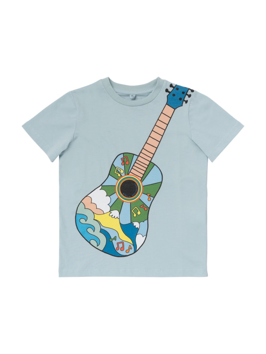 Stella McCartney Kids: T-shirt in cotone organico con stampa - Celeste - kids-girls_0 | Luisa Via Roma