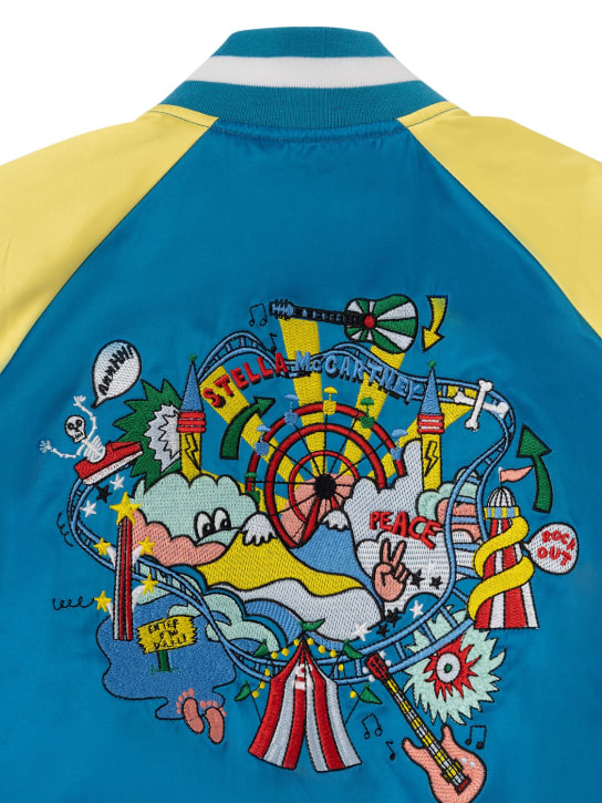 Stella McCartney Kids: BOMBERJACKE AUS RECYCELTEM SATIN MIT STICKEREI - Gelb/Blau - kids-boys_1 | Luisa Via Roma