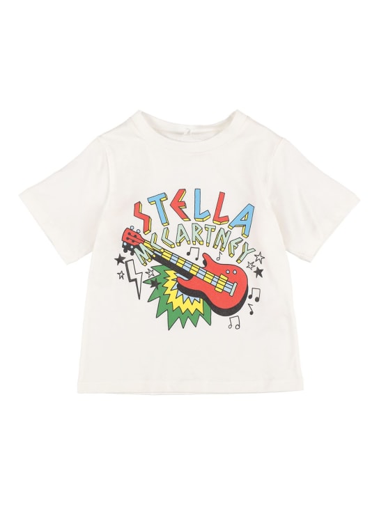 Stella McCartney Kids: T-shirt in cotone organico con stampa - Bianco - kids-boys_0 | Luisa Via Roma