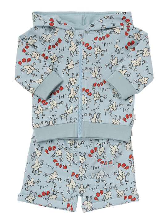 Stella McCartney Kids: SHORTS AUS BIO-BAUMWOLLMISCHFLEECE - Hellblau - kids-boys_0 | Luisa Via Roma