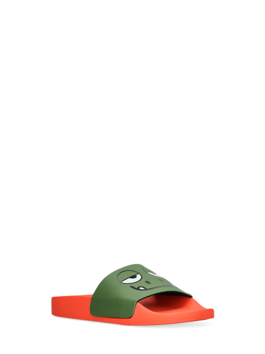 Stella McCartney Kids: Sandalias planas de goma estampada - Naranja/Verde - kids-boys_1 | Luisa Via Roma