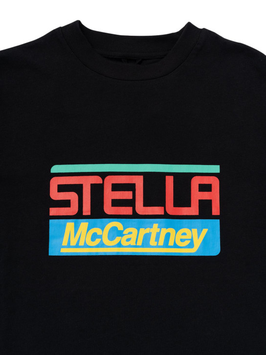 Stella McCartney Kids: Logo print organic cotton jersey t-shirt - Black - kids-boys_1 | Luisa Via Roma