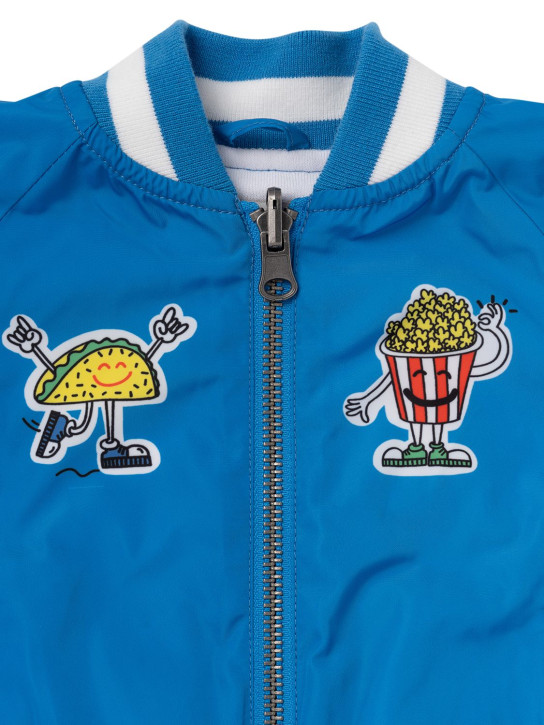 Stella McCartney Kids: BOMBERJACKE AUS RECYCELTEM SATIN MIT STICKEREI - Blau/Weiß - kids-boys_1 | Luisa Via Roma