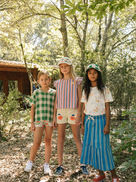 Tiny Cottons: Short en denim de coton imprimé - Jaune Clair - kids-girls_1 | Luisa Via Roma