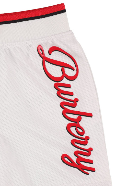 Burberry: Shorts mare in nylon con logo - Bianco - kids-boys_1 | Luisa Via Roma