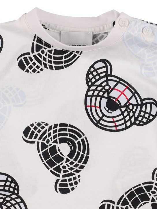 Burberry: T-shirt en jersey de coton imprimé ourson - Blanc/Multi - kids-girls_1 | Luisa Via Roma