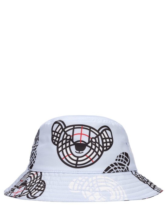 Burberry: Gorro pescador de nylon con estampado - Azul Claro - kids-boys_0 | Luisa Via Roma