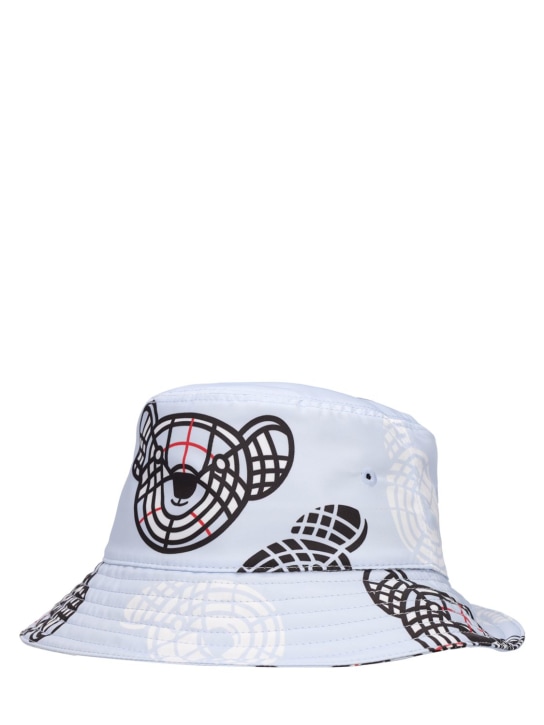 Burberry: Gorro pescador de nylon con estampado - Azul Claro - kids-boys_1 | Luisa Via Roma