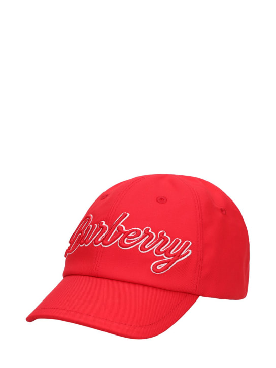 Burberry: BASEBALLKAPPE AUS BAUMWOLLTWILL MIT LOGO - Rot - kids-girls_1 | Luisa Via Roma