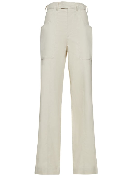 Isabel Marant: Glatiny cotton poplin pants - Beige - women_0 | Luisa Via Roma