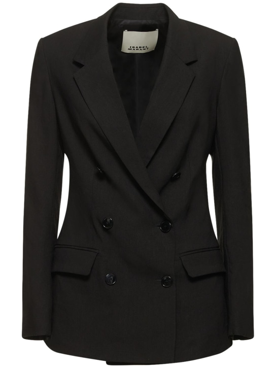 Isabel Marant: Sheril linen blend jacket - Black - women_0 | Luisa Via Roma