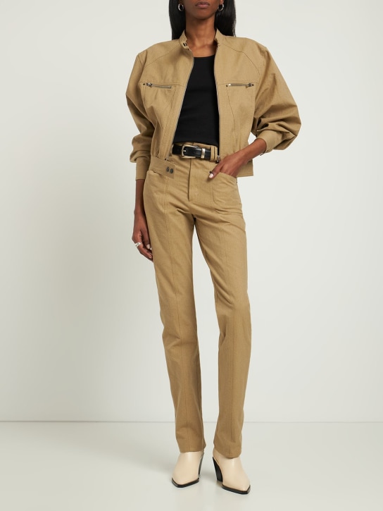Isabel Marant: Vokayae cotton straight pants - Khaki - women_1 | Luisa Via Roma