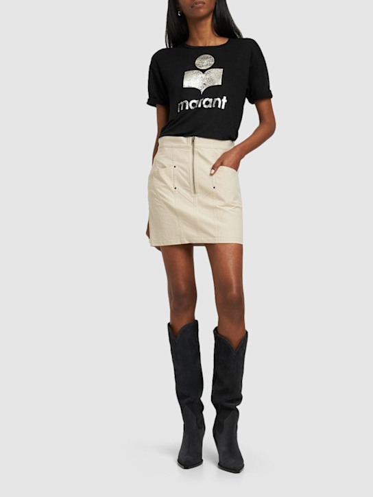 Marant Etoile: T-shirt Koldi in lino stampato - women_1 | Luisa Via Roma
