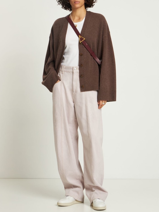 Isabel Marant: Pantalones rectos de denim de algodón - Rosa - women_1 | Luisa Via Roma