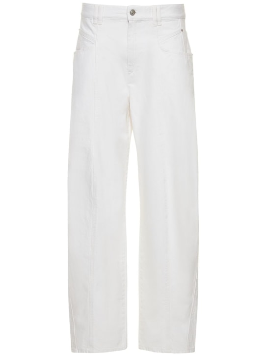 Isabel Marant: Pantalones rectos de denim de algodón - Blanco - women_0 | Luisa Via Roma