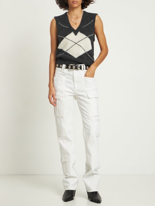 Isabel Marant: Vokayo棉质工装裤 - 白色 - women_1 | Luisa Via Roma