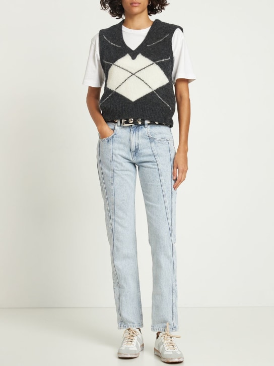 Isabel Marant: Vikira コットンデニムジーンズ - ライトブルー - women_1 | Luisa Via Roma