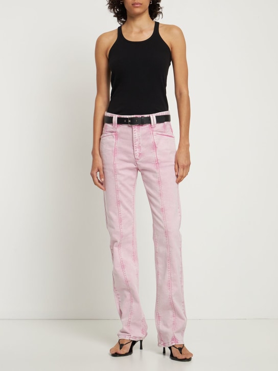 Isabel Marant: Vokayae stretch cotton denim pants - Pink - women_1 | Luisa Via Roma